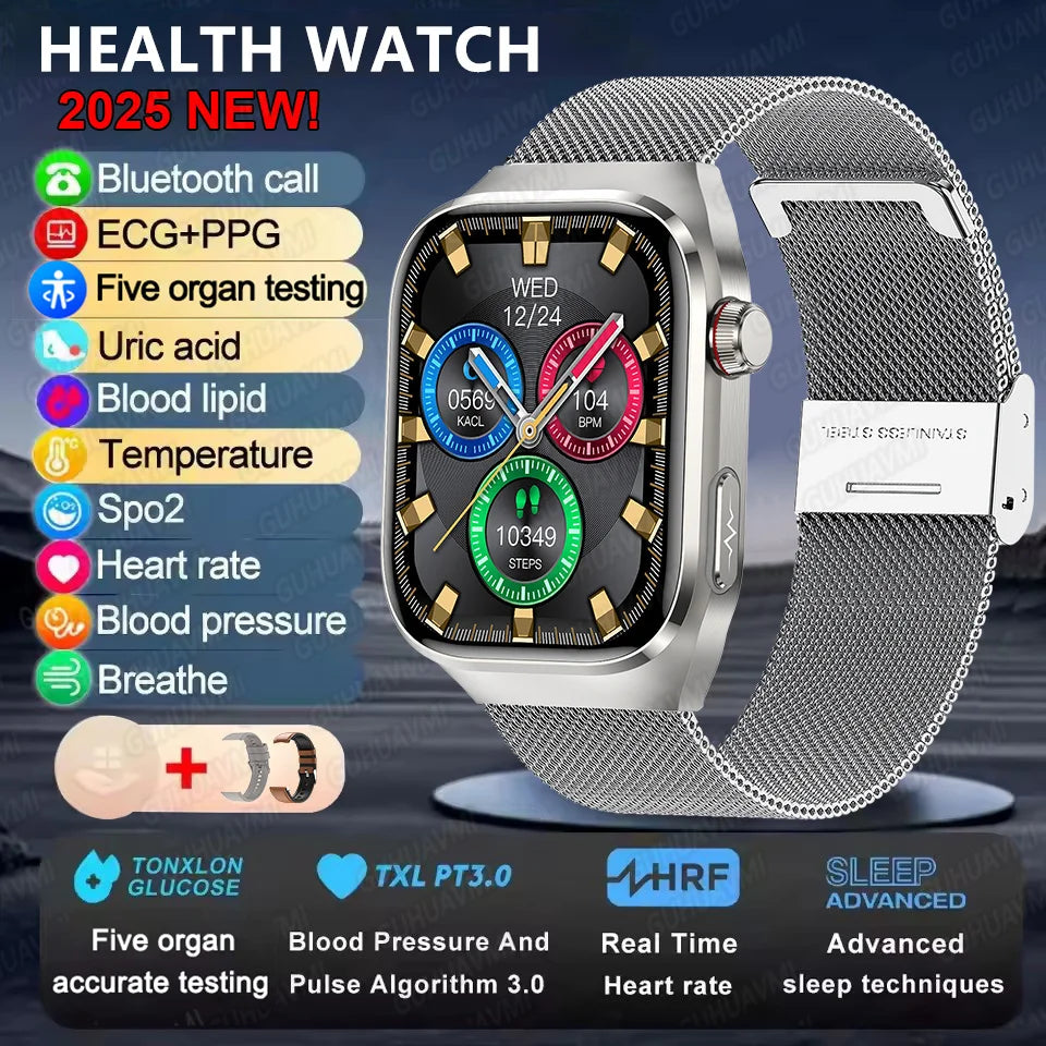 2025New Micro Physical Examination Smart Watch For Men Uric Acid Body Fat Five Organ Health Watches Bluetooth Call SmartBracelet Silver Mesh Belt 2A AI Health report Magic Electronics S166b40891ca64556b4bc65f0ada05165r Silver Mesh Belt 2A AI Health report