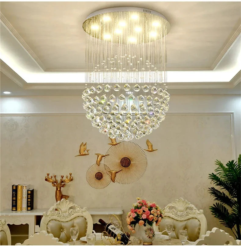 Round K9 Crystal Ball Led Ceiling Chandelier Pendant Lamp for Living Dining Room Cristal Lustre Bedroom Home Decor Light Fixture Magic Electronics S1792d1b05af242cca8ef064e1fc45f80S