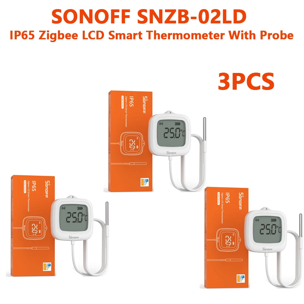 SONOFF SNZB-02LD Zigbee Smart Thermometer With Probe IP65 Waterproof Smart Zigbee Temperature Sensor For water tanks, Aquariums SNZB-02LD 3PCS Magic Electronics S17aa94a0de8c4b08a77cace19e1ee8f6y SNZB-02LD 3PCS