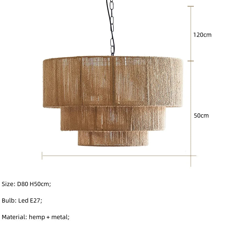 Nordic Hemp Rope Pendant Lights Wabi Sabi E27 Led Chandeliers For Dining Room Minimalism Hanging Lamp Bedroom Light Fixtures D80 H50cm Magic Electronics S188d0bd4d5e14b19bc7e9ee22188f1b8k D80 H50cm