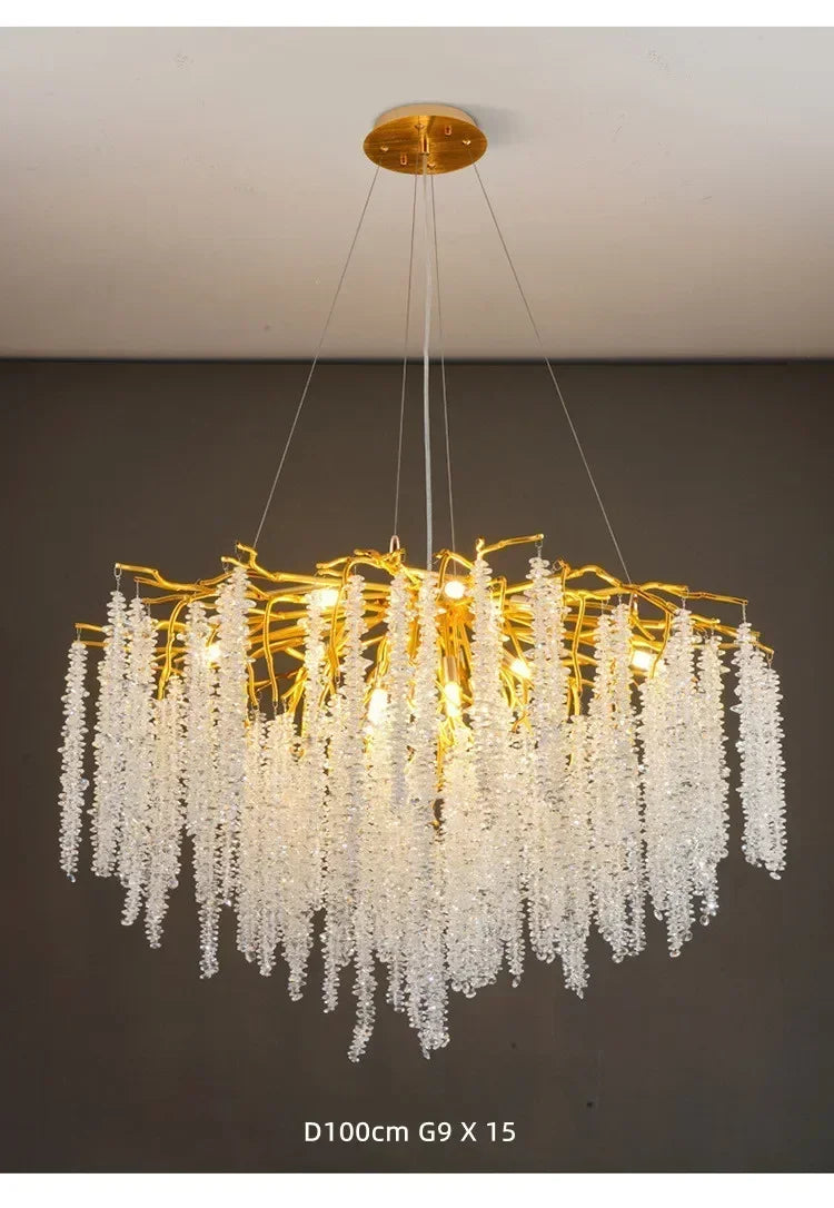 Modern Luxury Gold Branch Tassel Crystal LED Pendant Light Dining Room Living Room Indoor Home Decoration Atmosphere Fixtures Magic Electronics S18b9c84902834b84896c08f6370b518b6