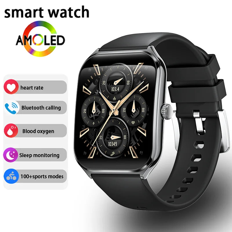 New Ultra Thin Smart Watch men 1.96" AMOLED 360*360 HD Pixel Display Always Show Time Call Reminder Smartwatch Ladies For huawei Black silicone tape Magic Electronics S18e77ca2068f4494ab8ab760eb071713N Black silicone tape