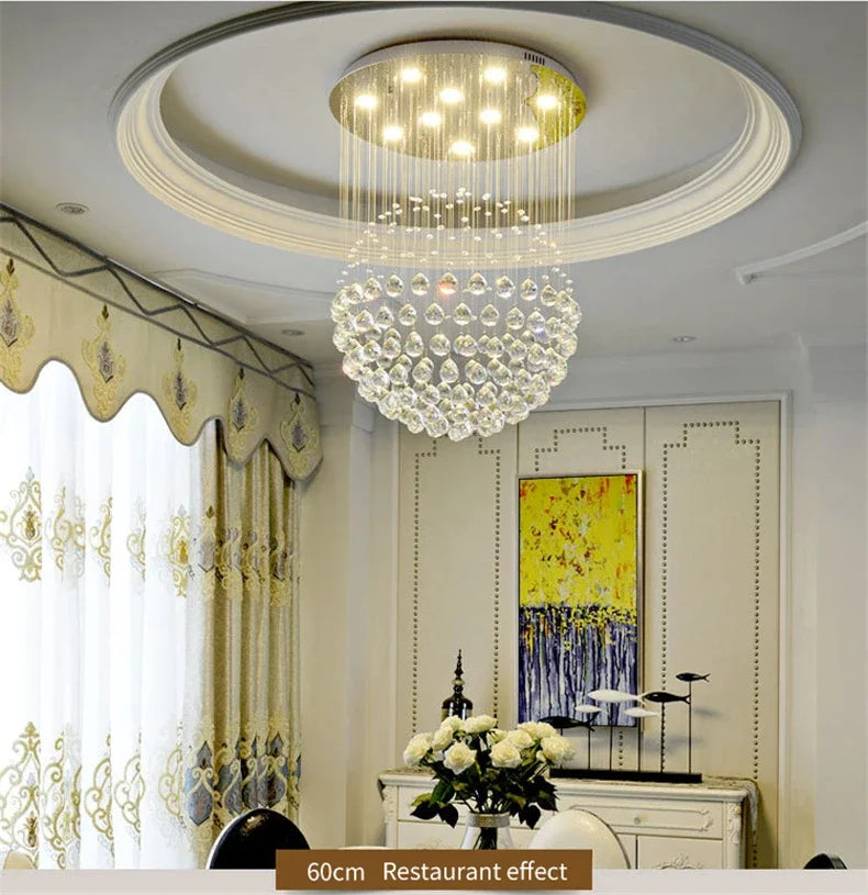 Round K9 Crystal Ball Led Ceiling Chandelier Pendant Lamp for Living Dining Room Cristal Lustre Bedroom Home Decor Light Fixture Magic Electronics S19bffad0065642c5944274654f4a5d414