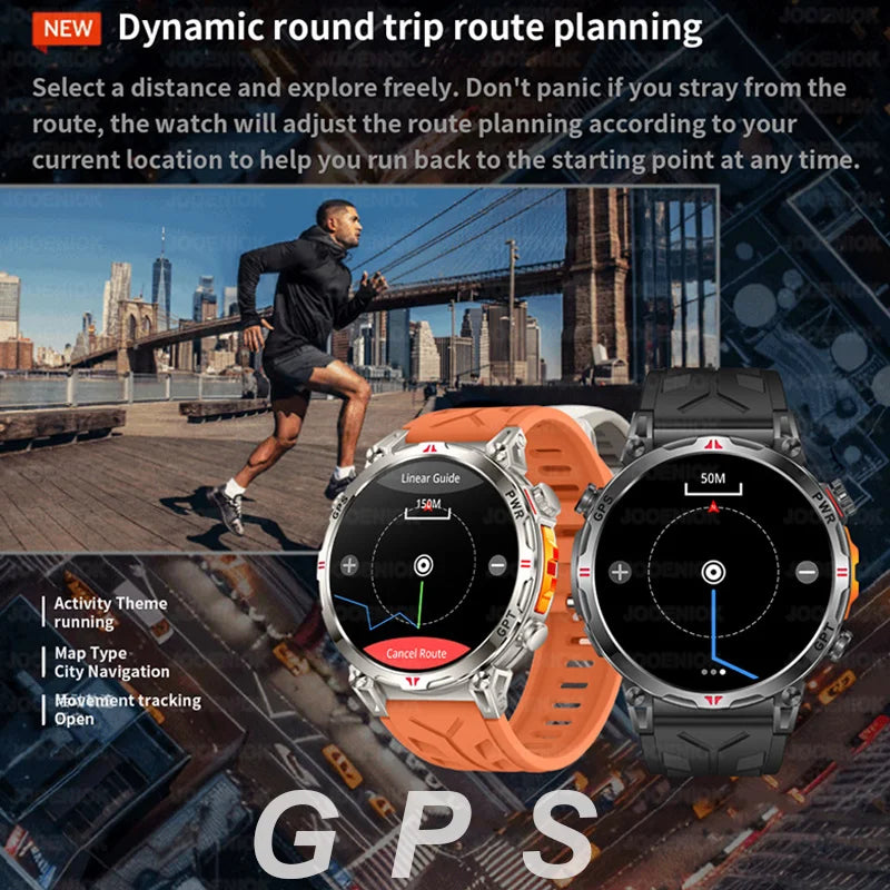 2026 New Outdoor Sports Smartwatch Men GPS Positioning 650mAh HD Call 1.56-inch AMOLED Screen Compass 5ATM Waterproof Watch Man - Magic Electronics