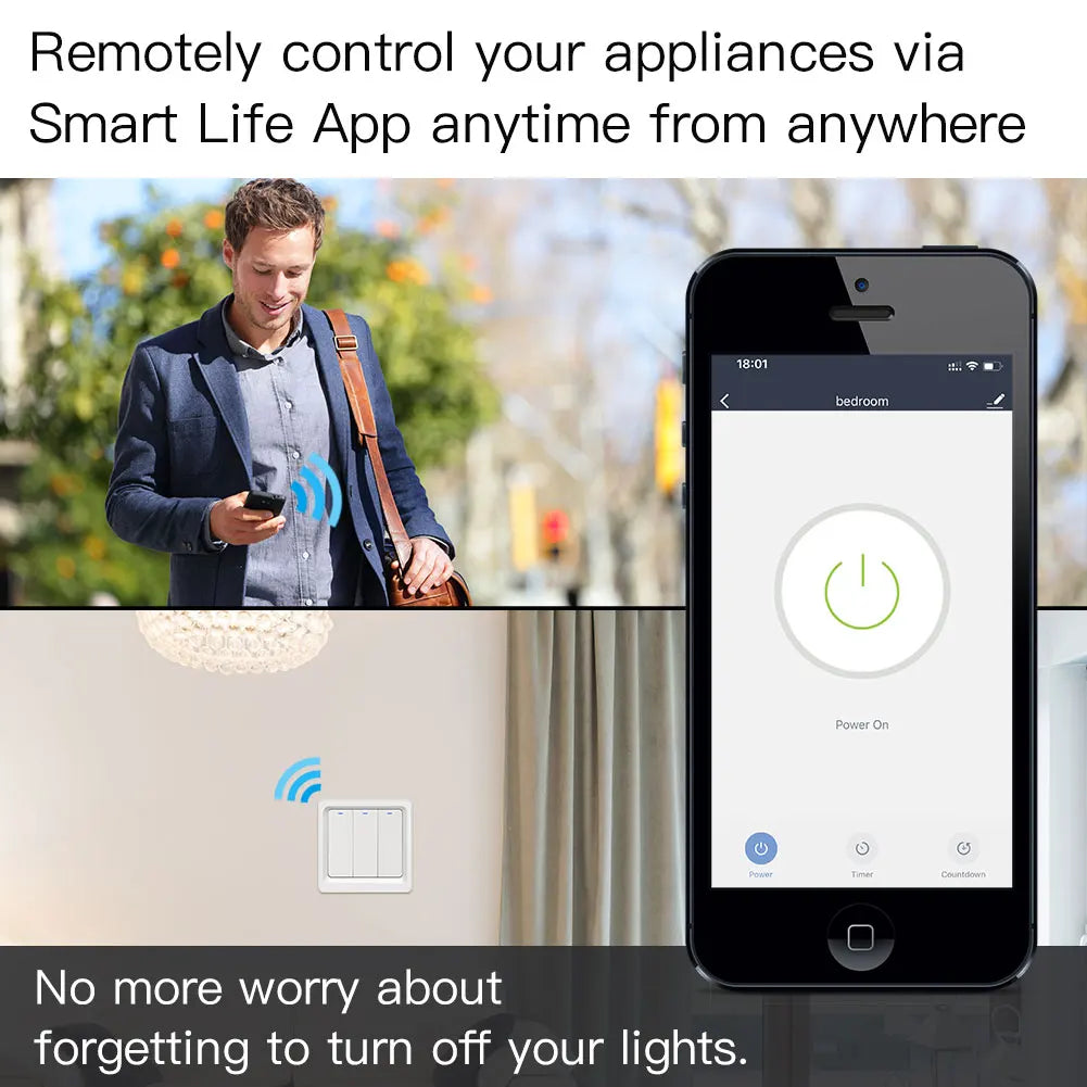 Smart Home Homekit Smart WiFi Push Button Wall Switches 1/2/3Gang LED Room Lights for iphones Works with Siri Voice