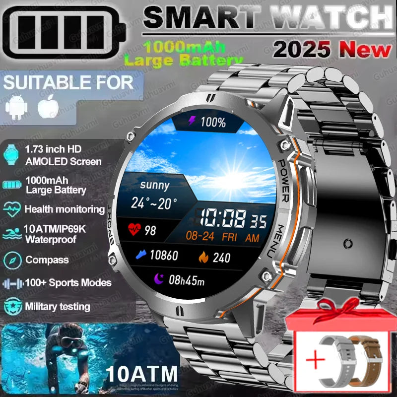 2025 Original TANK X3 Ultra 1000mAh Battery Smart Watch Men GPS Outdoor Sports Fitness Smartwatch 10ATM Waterproof Swim Watches Silver Steel 2 Original Box Magic Electronics S1af7d98fdaa54f39bb9611b44e1c5bd6t Silver Steel 2 Original Box
