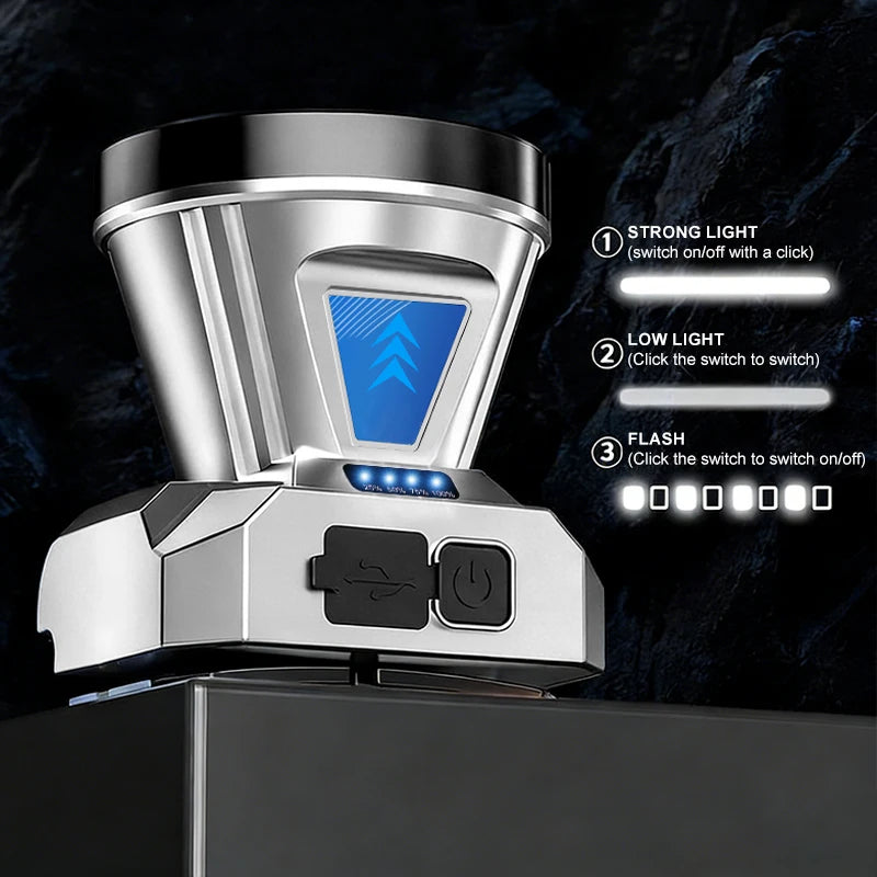 Headlight strong light charging super bright head mounted lighting ultra long endurance outdoor night fishing mining light small - Magic Electronics