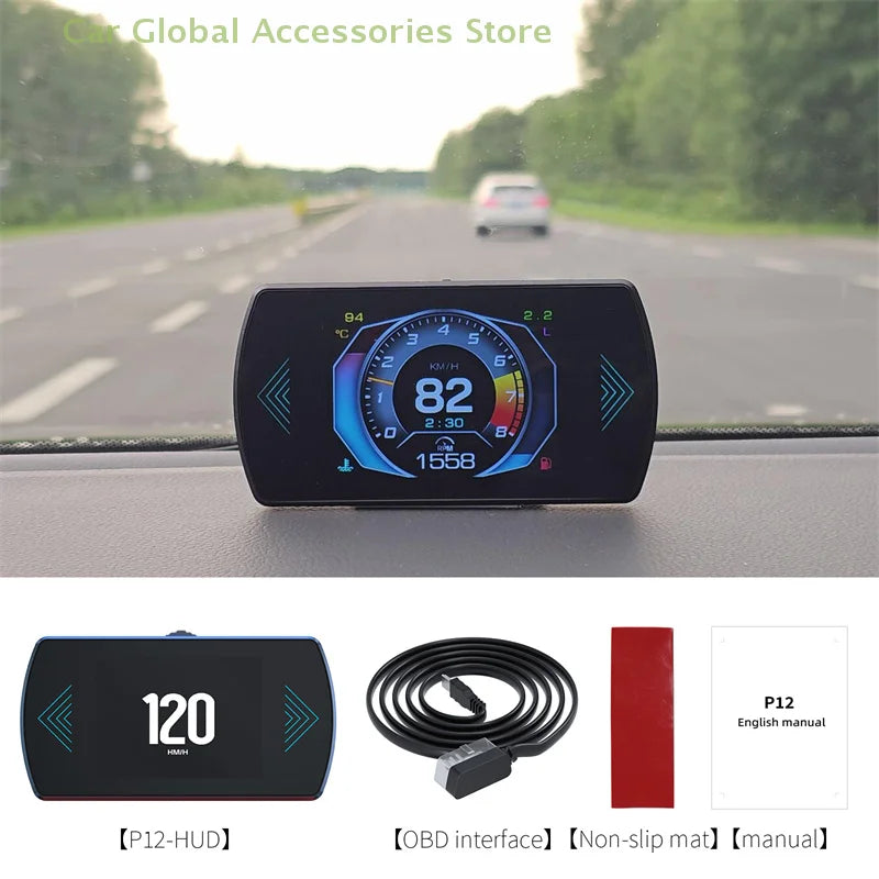 P12S Car OBD2 Head Up Display Dual System For HUD OBD Car Gauge Smart Digital Meter Speed Fuel Read Fault Code Driving Computer Magic Electronics S1d1daccc163c4c9a9c874facbb5b0594b