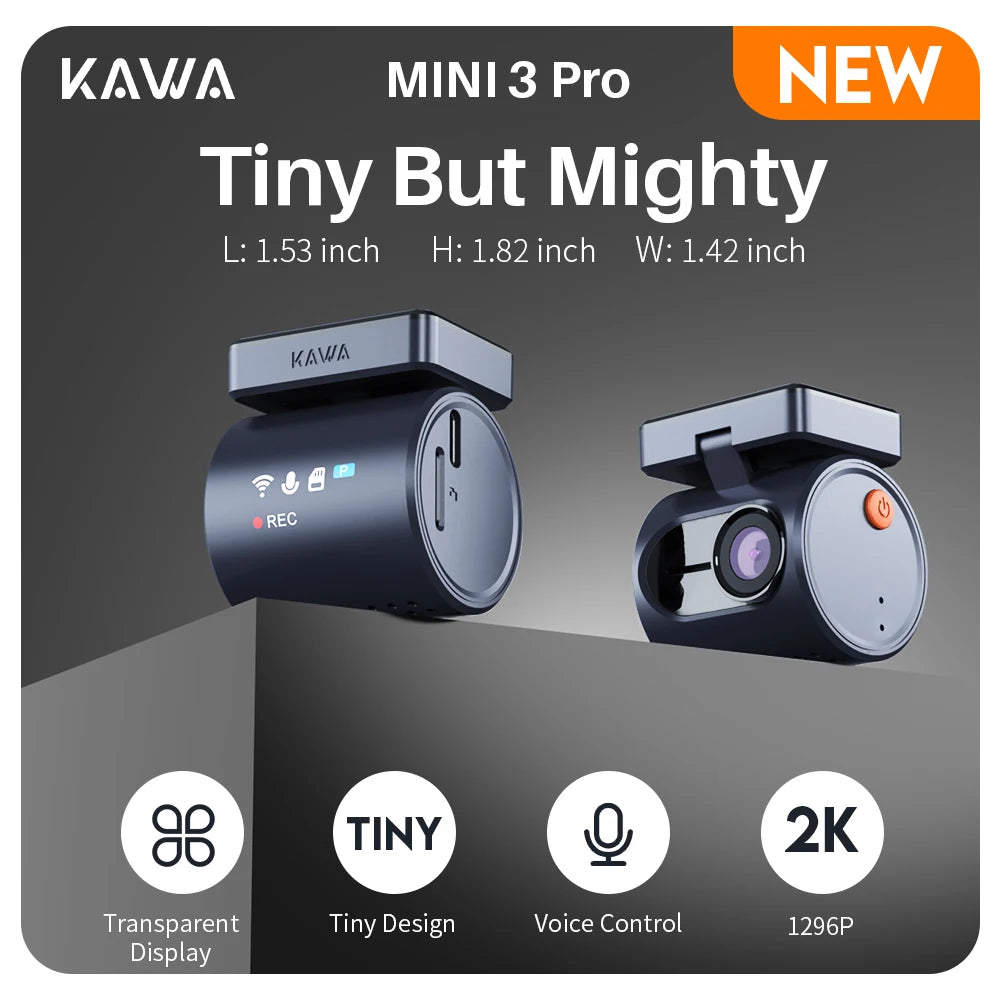2K KAWA MINI 3 Pro Cameras for Car DVR Tiny Dash Cam 24 Parking Auto Video Recorder WiFi APP Voice Control Car dashcam - Magic Electronics