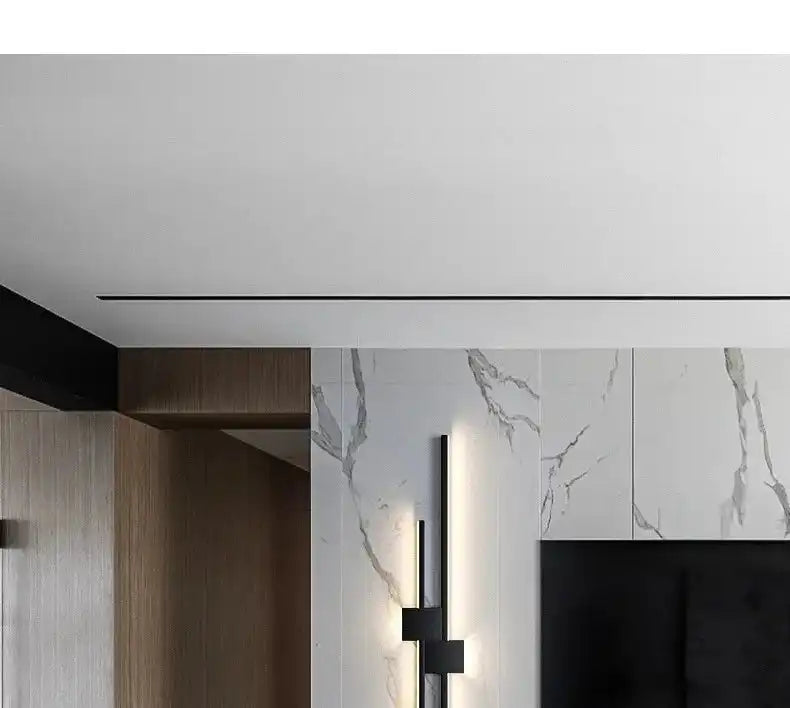 Wall Lamps LED Lights Simple Modern Sofa Living Room Decor TV Background Decoration Wood Grille Bedroom Bar Long Strip Wall Lamp - Magic Electronics