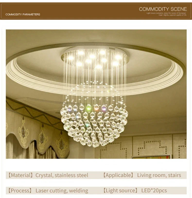 Round K9 Crystal Ball Led Ceiling Chandelier Pendant Lamp for Living Dining Room Cristal Lustre Bedroom Home Decor Light Fixture Magic Electronics S1f7e61e2aac54de7aeb50fa36884896eD