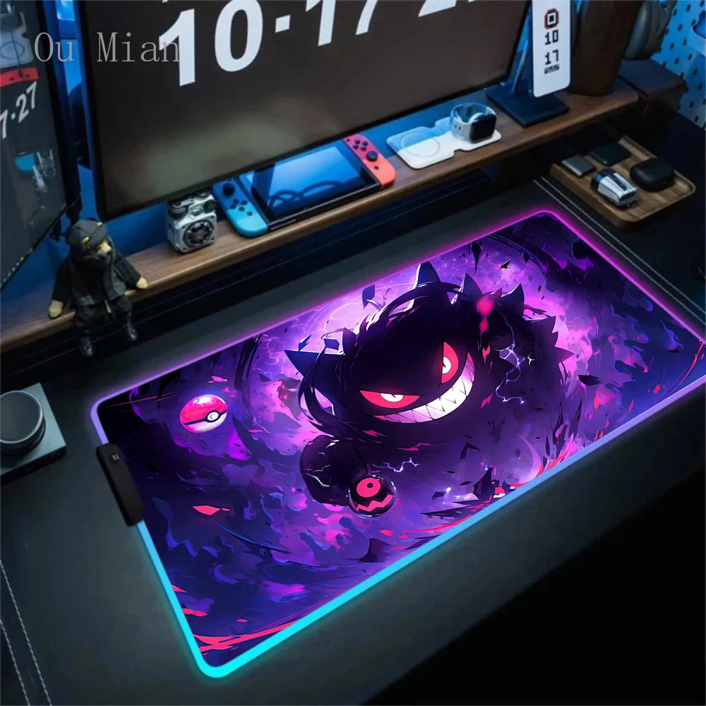 RGB G-Gengar Mousepad Pokemon LED Purple Mouse Pad Gaming Accessories Ghost Big Extended Keyboard Carpet PC Anime Desk Mats FF06600 Magic Electronics S1fb0b1764f294ca38b3507f95db5e419r FF06600