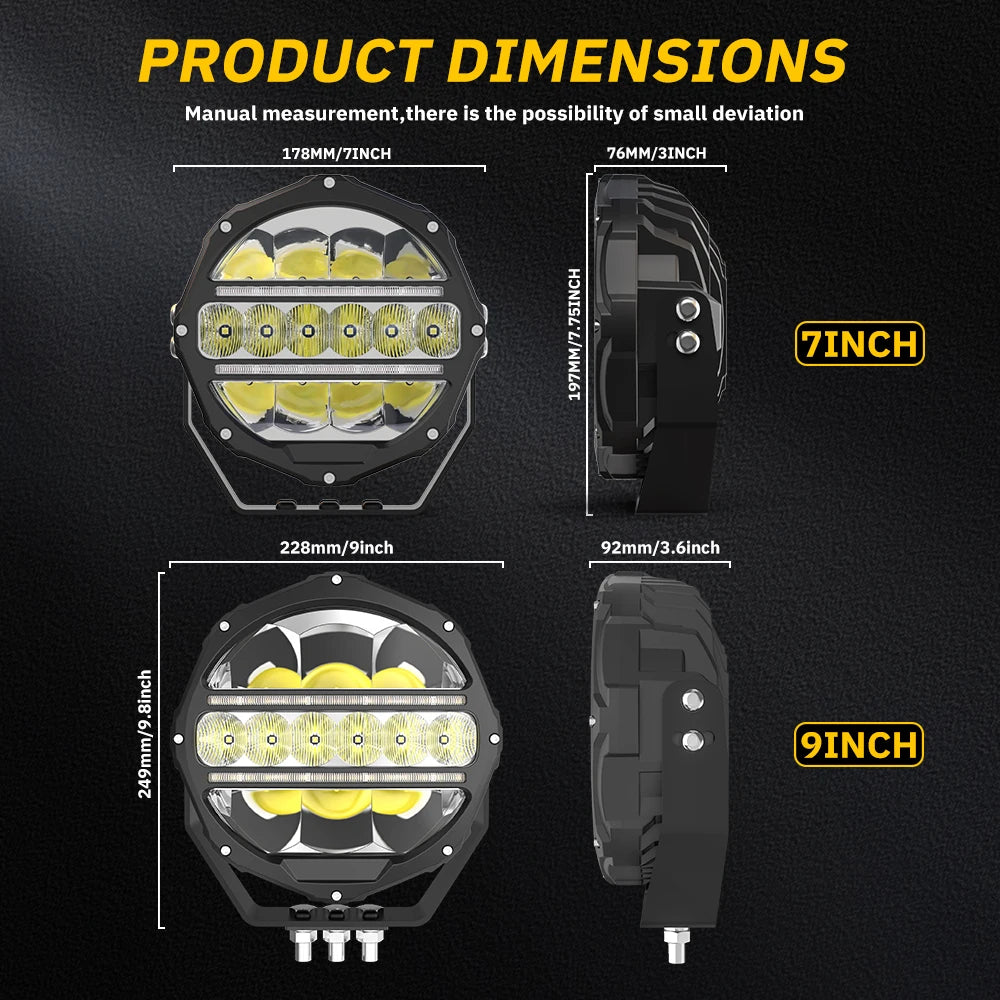 CO LIGHT Round LED Offroad Lights 7 Inch Spot Driving Light Pods with DRL Super Bright Off Road Ditch Work Light Bar for SUV Magic Electronics S2162ec3540224428bfe401fe14c07537S