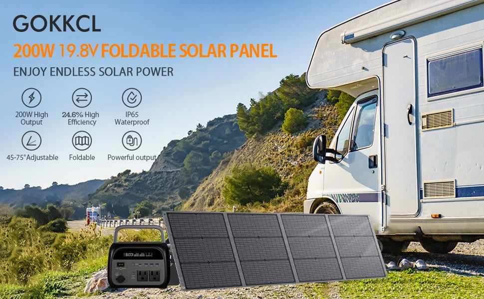 200W Portable Solar Panel IP65 Waterproof Foldable Solar Panel Power Backup Solar Charger for Power Station RV Camping Off Grid Magic Electronics S2203b490d1af4ba39b87830a7ce1dca1M