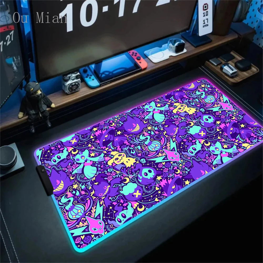 RGB G-Gengar Mousepad Pokemon LED Purple Mouse Pad Gaming Accessories Ghost Big Extended Keyboard Carpet PC Anime Desk Mats FF06606 Magic Electronics S2255f9f3cb1b43aeae49dd6c04b2e9a2X FF06606