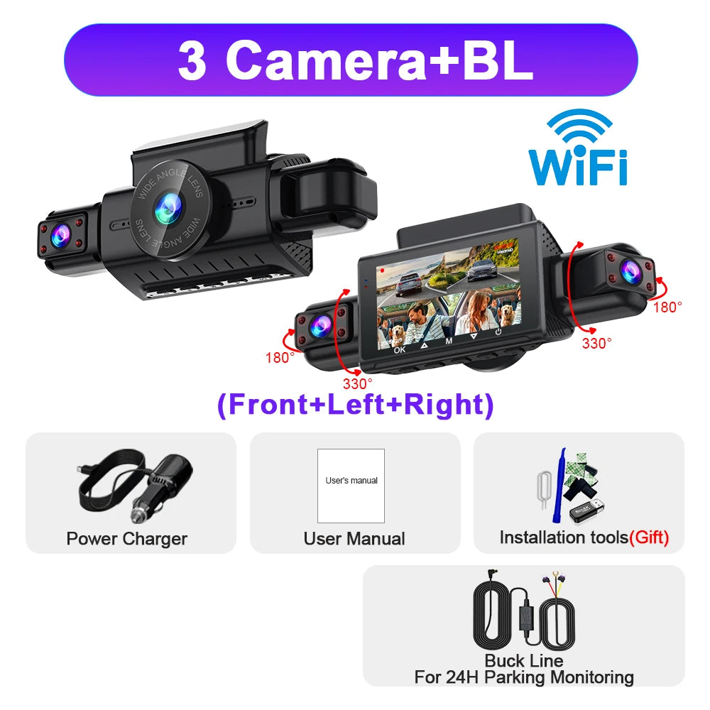  Dashcam for cars 4 Channel Black Box WiFi Driving Camera FHD 1080P Night Vision Loop Recording 24H Parking Mode car accessorie 3 Camera-BL Magic Electronics S22e2d0a58228491f81b92eb9fbe649b7L 3 Camera-BL