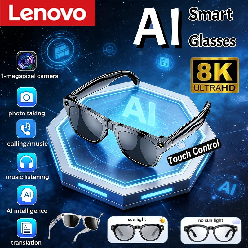 Lenovo 8K HDSmart AI Glasses With 100mp Camera Chat GPT Touch Sport Sunglasses Bluetooth Calling Music Player For Men Women Gift Magic Electronics S2449ee5613db4ec8afb0f0d98db44fdcA