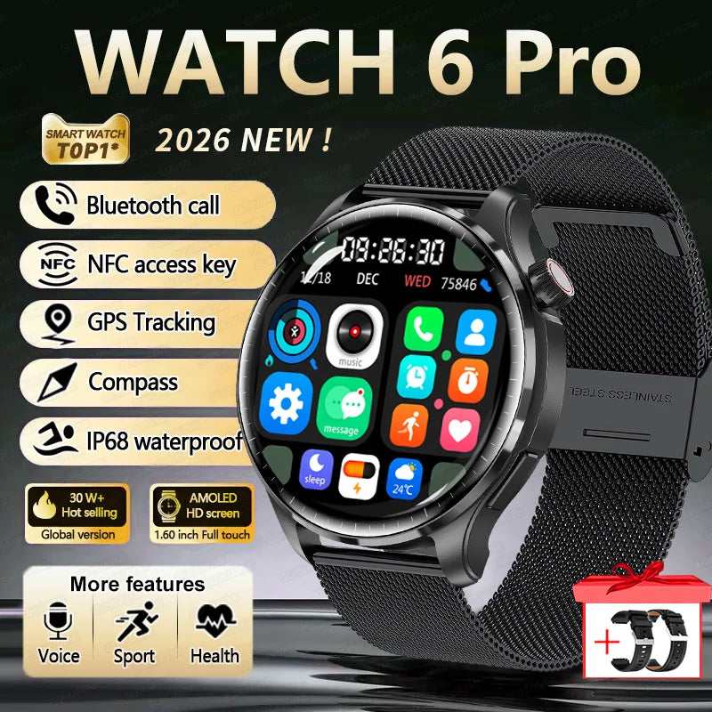 2026 New GPS SmartWatch BluetoothCall IP68 Waterproof AMOLED Screen Custom AOD Watch Face Sport Smartwatch Men Women Android iOS - Magic Electronics