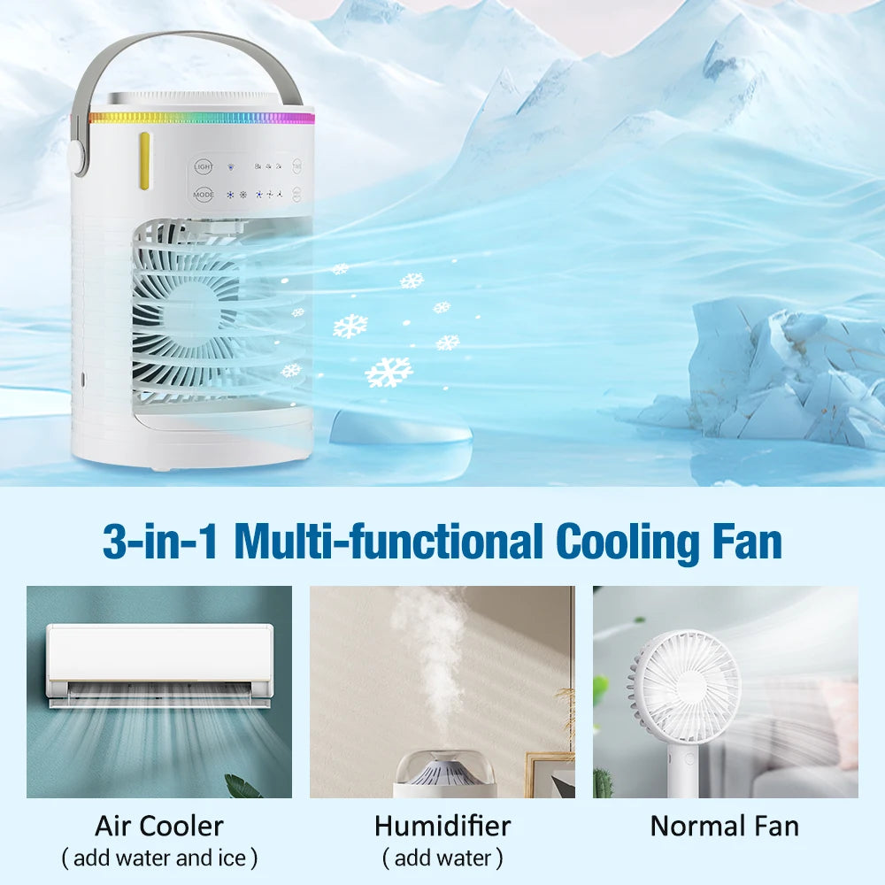 View details for Air Conditioner Cooling Spray Fan Air Conditioner with Water Ice Evaporative Humidifier Quiet Air Cooler with Colorful Light Air Conditioner Cooling Spray Fan Air Conditioner with Water Ice Evaporative Humidifier Quiet Air Cooler with Col