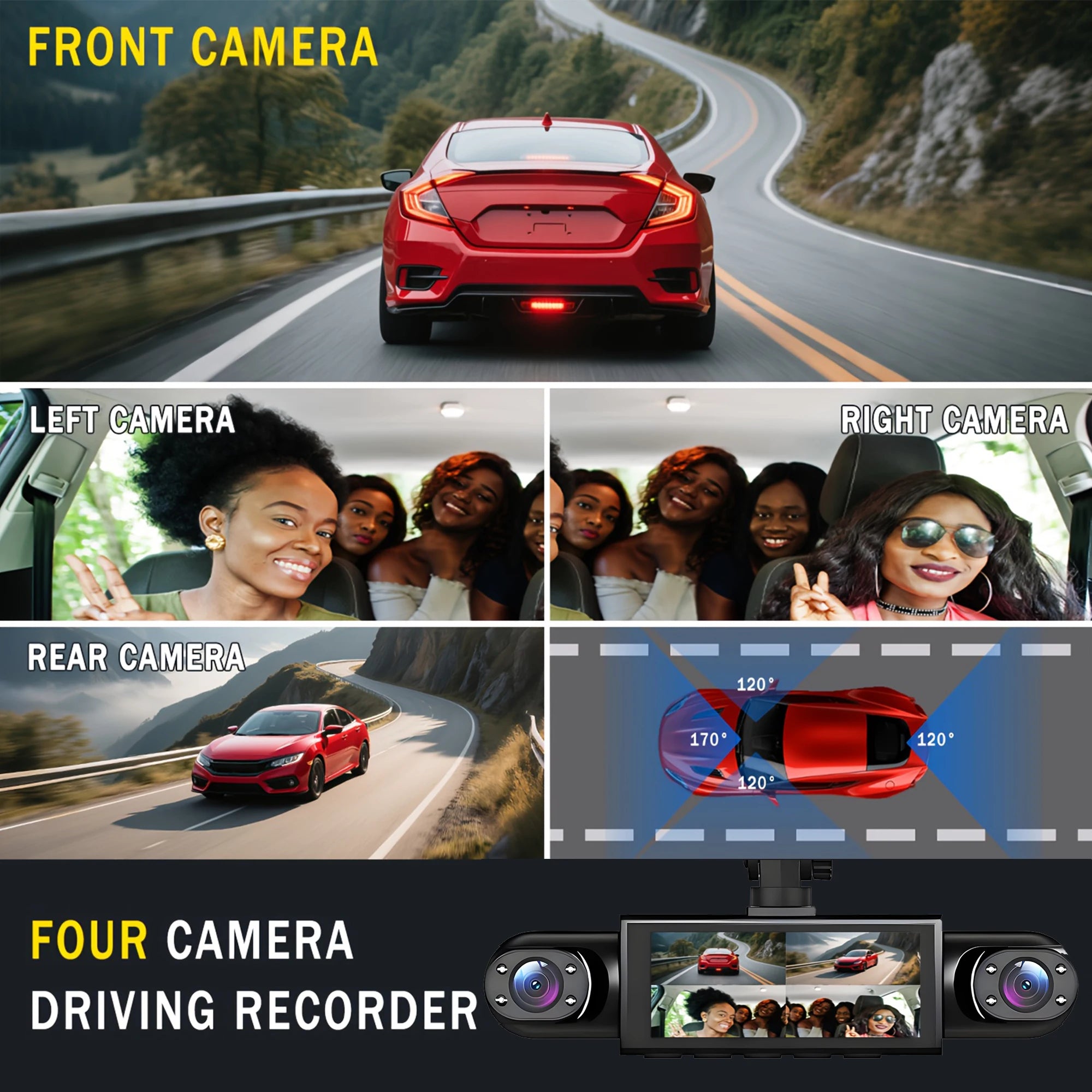 4 Channel Dash Cam 360° Car Video Recorder Black Box with Night Vision 24/7 Parking Monitor G-Sensor Loop Recording auto parts Magic Electronics S27a1d53114e241759f451bc561bf7751f