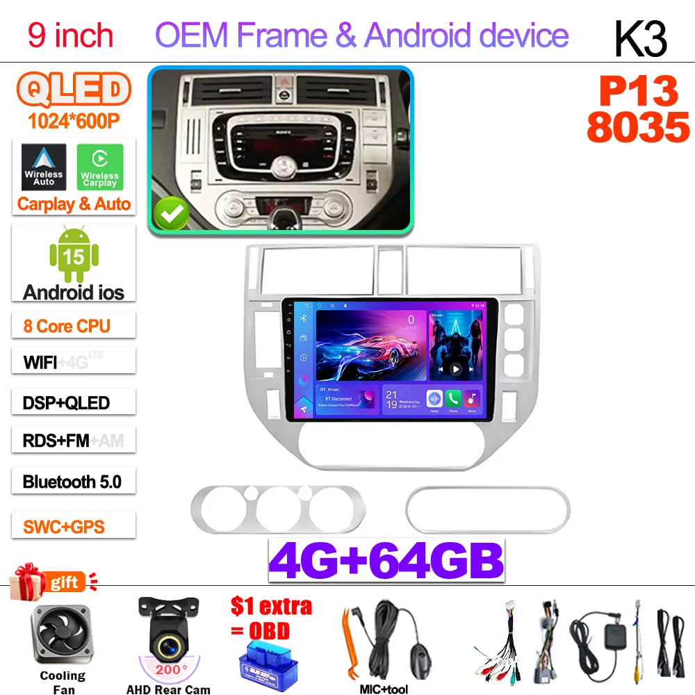 Android 15 Car Radio For Ford Kuga MK1 2008-2012 Multimedia Player Stereo Navigation GPS Wireless Bluetooth Head Unit WIFI 5G 4-64G-200 CAM Magic Electronics S28562c8886594081babb1d0880cae9ddW 4-64G-200 CAM