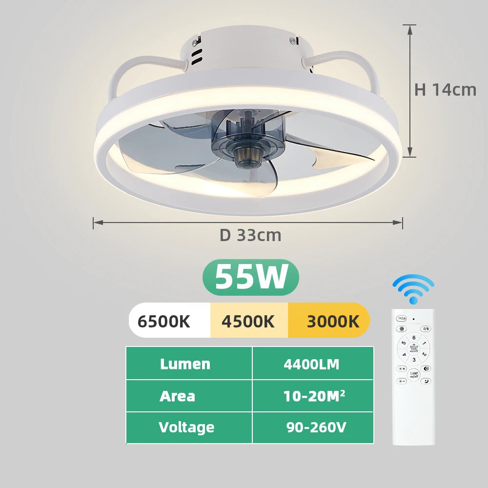 LED Ceiling Light Fan With Remote Control Lamp For Living Room Bedrooms Fans For Large House Decoration Home Lighting Fixtures