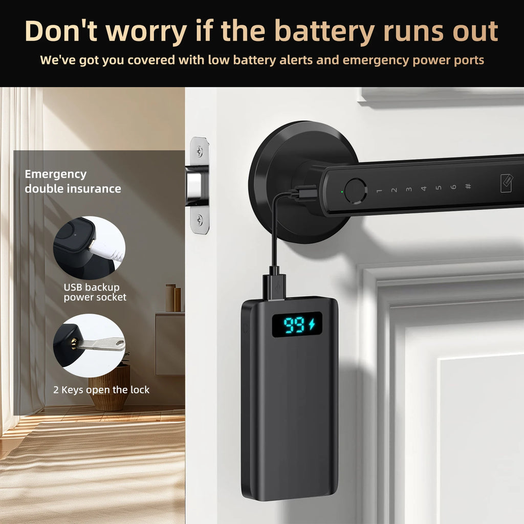 Viladepot Smart Lock Fingerprint Door Lock App Control TYPE-C Interface Passcode Unlock Electronic Touchscreen Keypad - Magic Electronics
