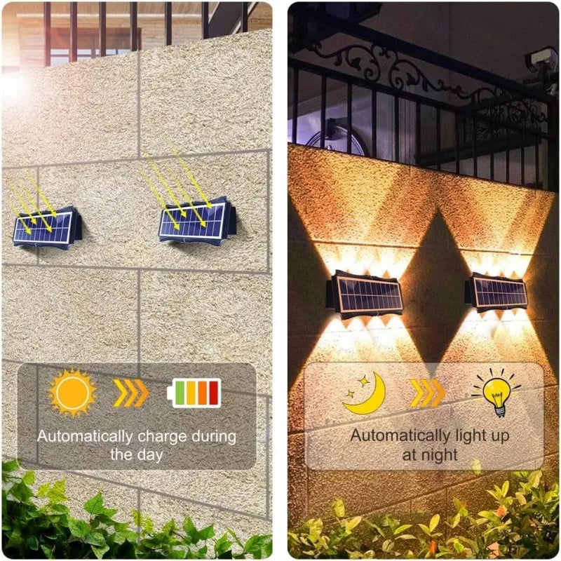 Solar LED Light Wall Lamp Outdoor Waterproof High Brightness Up And Down Luminous Lighting for Outdoor Garden Decoration - Magic Electronics