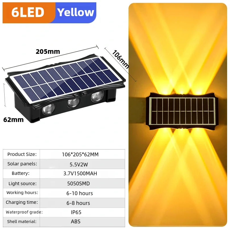 Solar LED Light Wall Lamp Outdoor Waterproof High Brightness Up And Down Luminous Lighting for Outdoor Garden Decoration - Magic Electronics