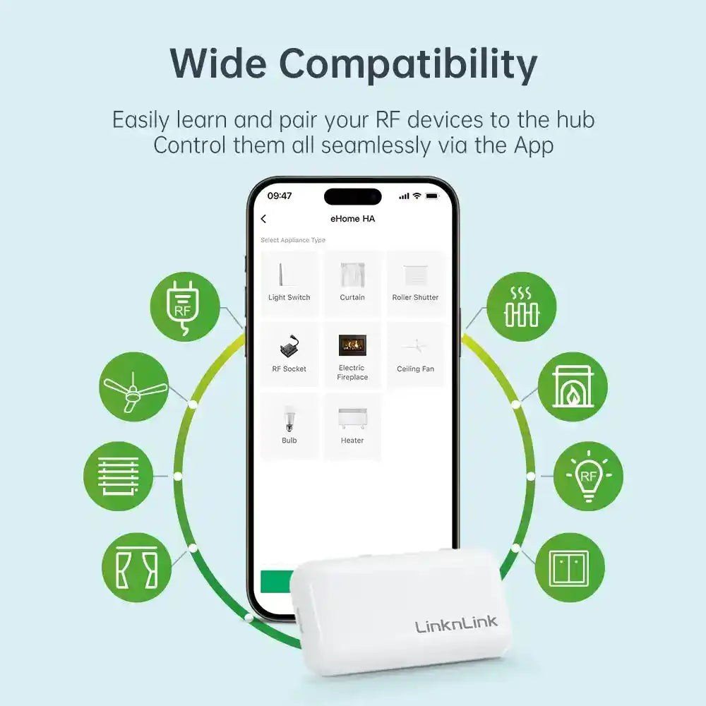 LinknLink eHome HA Wi-Fi Smart RF Universal Remote Controller for Light Switch,Ceiling Fan,Roller Shutter,RF2MQTT Home Assistant - Magic Electronics