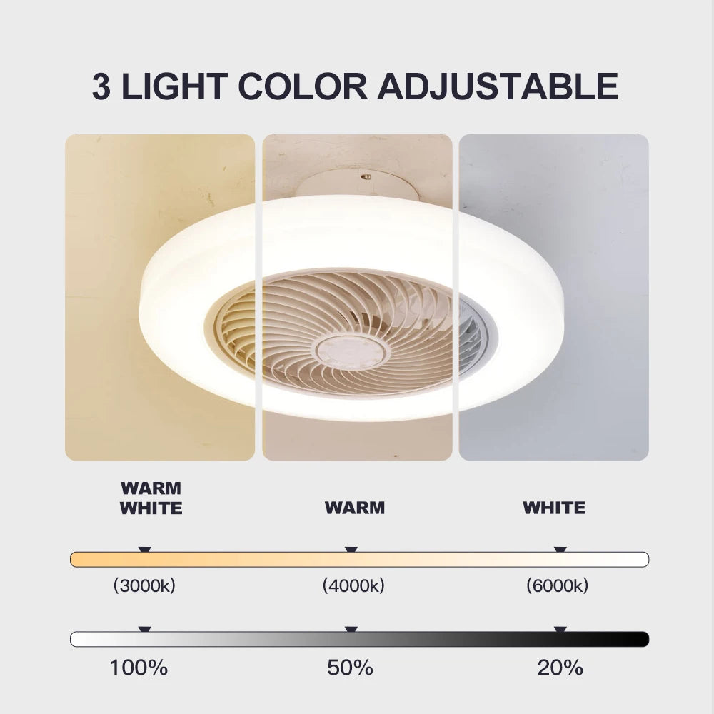 Smart Ceiling Fan Fans With Lights Remote Control Bedroom Decore Ventilator Lamp 52cm Air Invisible Blades Silent