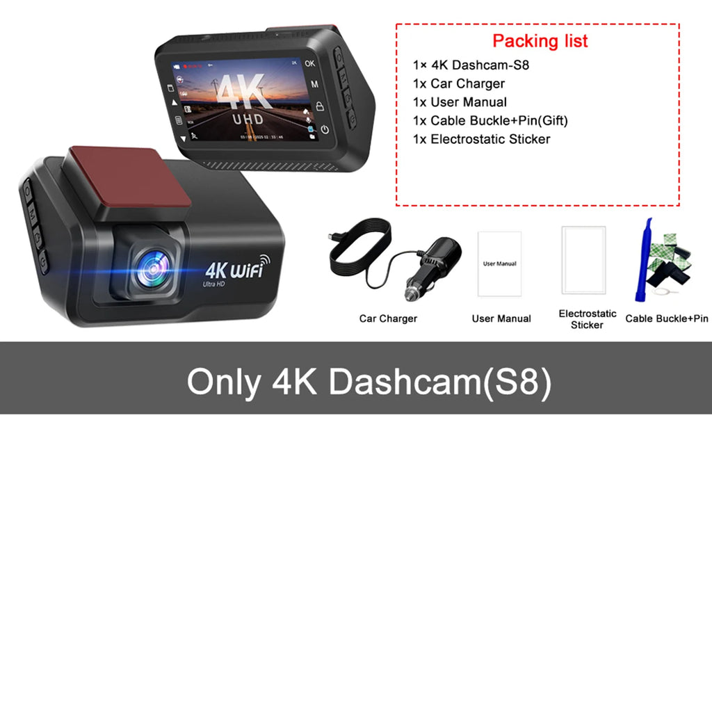 Kocam 4K UHD Dash Cam WiFi Car DVR Front and Rear Dual Lens Auto Car Camera with Night Vision 24H Parking Monitor Black Box - Magic Electronics