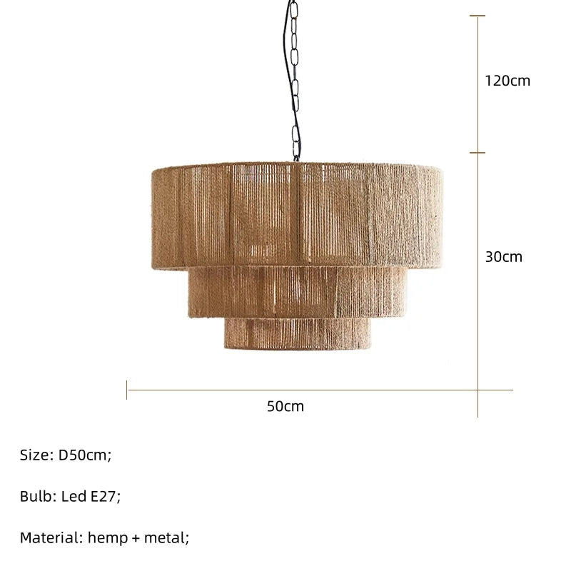 Nordic Hemp Rope Pendant Lights Wabi Sabi E27 Led Chandeliers For Dining Room Minimalism Hanging Lamp Bedroom Light Fixtures D50 H30cm Magic Electronics S2ea64eaccc1b429e90df9662bc11b2c9m D50 H30cm