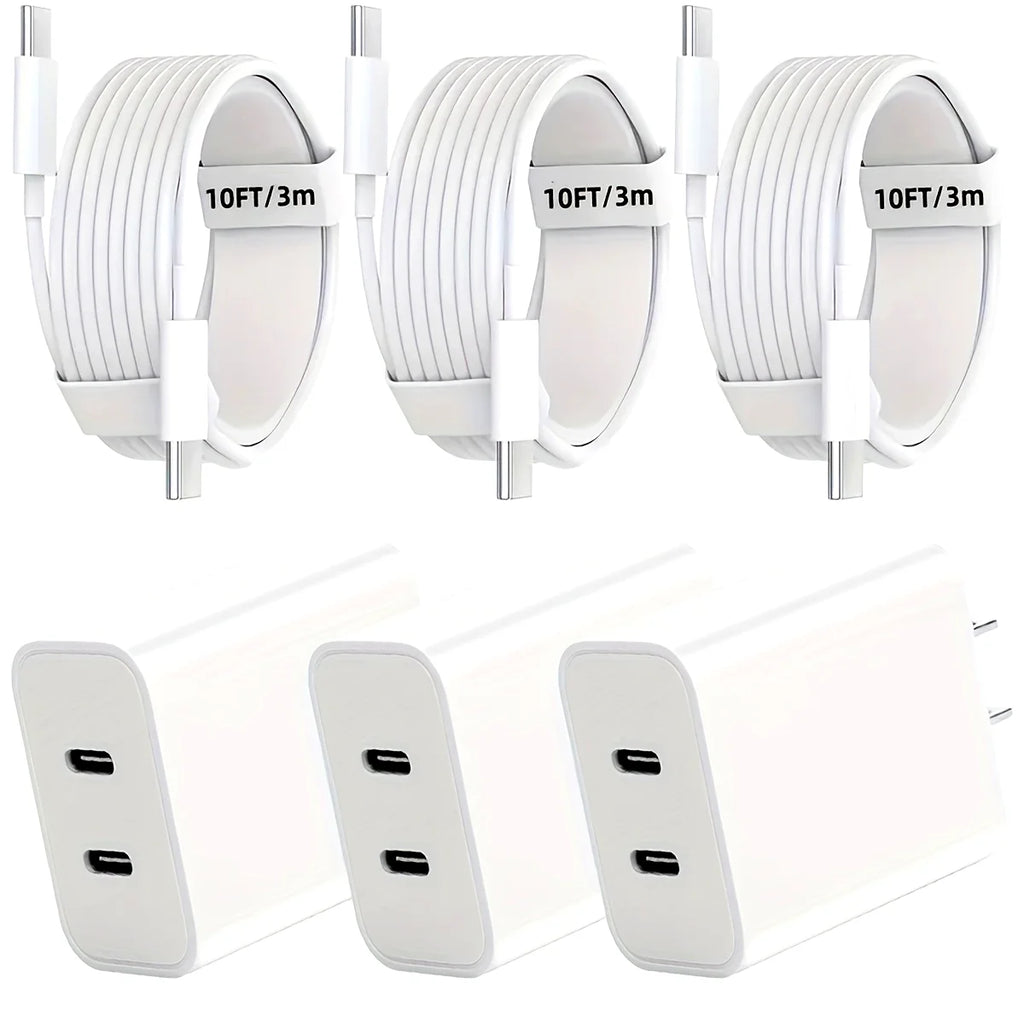 For IPhone16 Fast Charging, 20W Dual Port USB C Charger With 10FT USB C Fast Charging Cable For IPhone 15 Pro Max/15 Pro/15 Plus - Magic Electronics
