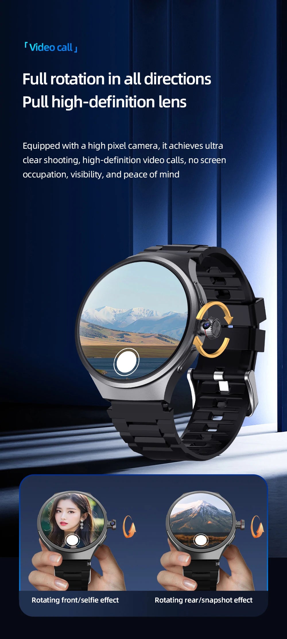 Original VP50 Smartwatch 4G/5G Sim Card Android 10.0 System 180° Pull out Camera GPS WIFI Play Game Compass NFC WIFI Smart Watch Magic Electronics S2ed23cabec584044b3ac6d3cadad6832G