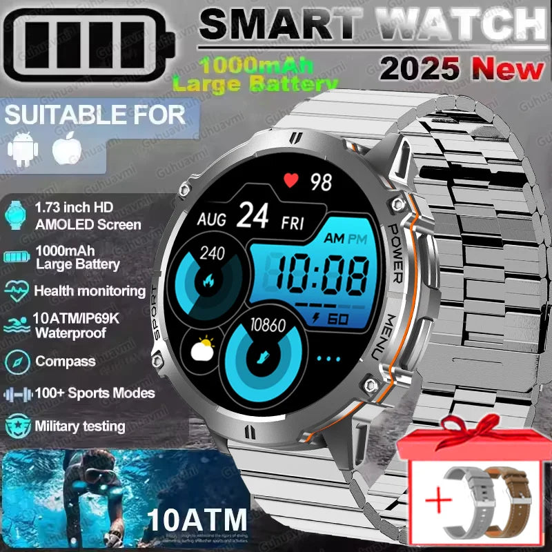 2025 Original TANK X3 Ultra 1000mAh Battery Smart Watch Men GPS Outdoor Sports Fitness Smartwatch 10ATM Waterproof Swim Watches Silver Steel B 2 Original Box Magic Electronics S2f3e66a685ac44b680e3cbeaae331342P Silver Steel B 2 Original Box
