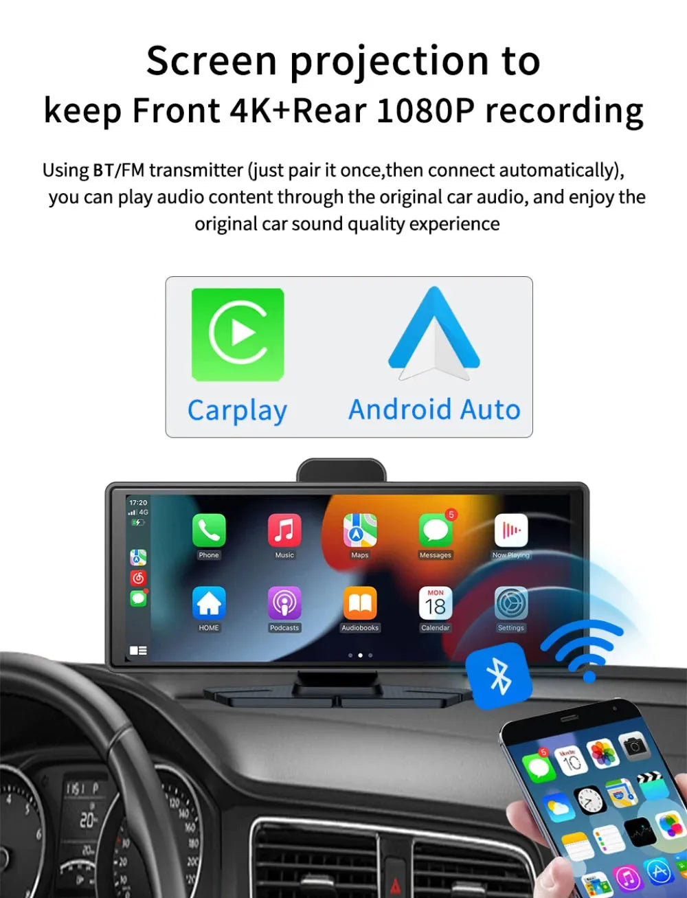 10.26 Inch 4K 3840*2160P Car Dvr Carplay Android-Auto Dash Cam Cabin GPS 5G WIFI FM BT Dual Lens Camera Dashcam Drived Record Magic Electronics S30f09d1e7f9d49cf8e850484e95ae2b8M