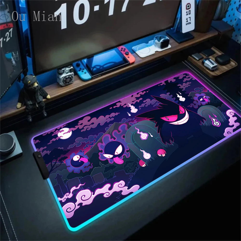 RGB G-Gengar Mousepad Pokemon LED Purple Mouse Pad Gaming Accessories Ghost Big Extended Keyboard Carpet PC Anime Desk Mats FF06627 Magic Electronics S30fa95cdf71e425490a59497114d9c7aR FF06627