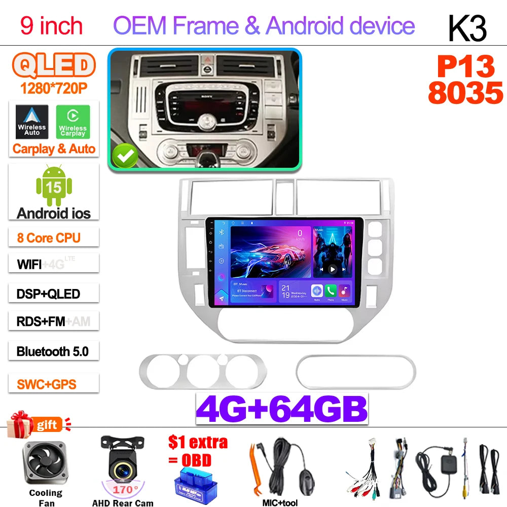 Android 15 Car Radio For Ford Kuga MK1 2008-2012 Multimedia Player Stereo Navigation GPS Wireless Bluetooth Head Unit WIFI 5G 4-64G-MIC WIFI Magic Electronics S30fe0a73a7c447ae873179ecf42663daa 4-64G-MIC WIFI
