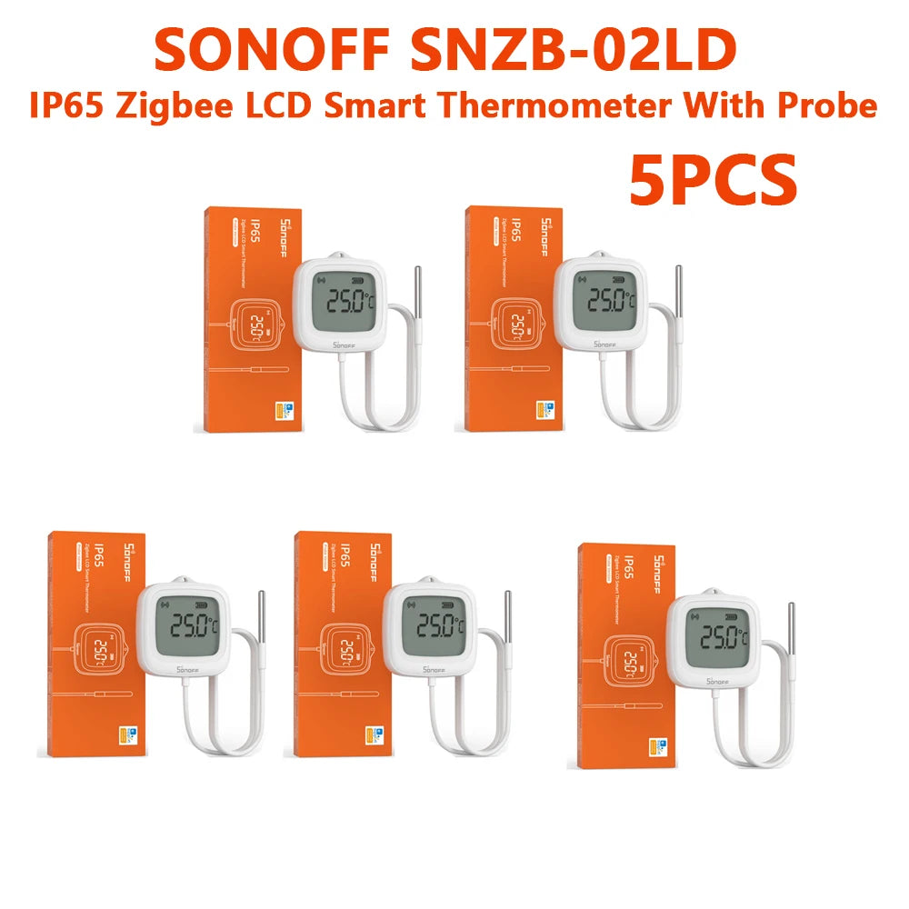 SONOFF SNZB-02LD Zigbee Smart Thermometer With Probe IP65 Waterproof Smart Zigbee Temperature Sensor For water tanks, Aquariums SNZB-02LD 5PCS Magic Electronics S3120c68788f9473eb428cb0466bfb849d SNZB-02LD 5PCS