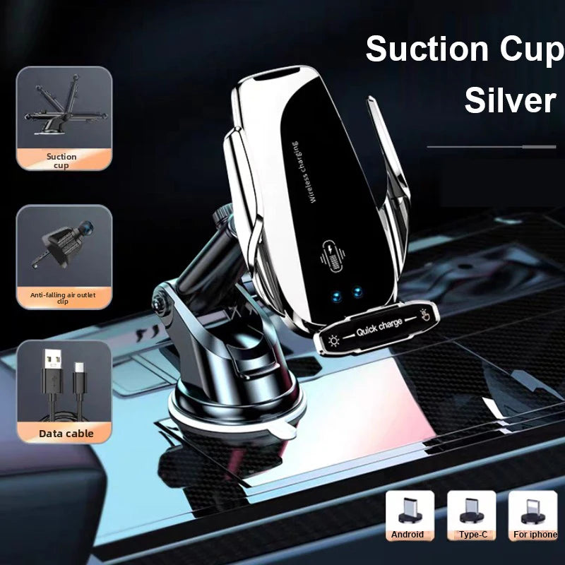 Wireless Charger For Car Mobile Cell Phone Holder Support For Mobile Car Mount Automotive Electric Induction Auto Clamping Suction Cup Silver Magic Electronics S312d17dcd402425c922c45492cace61cJ Suction Cup Silver