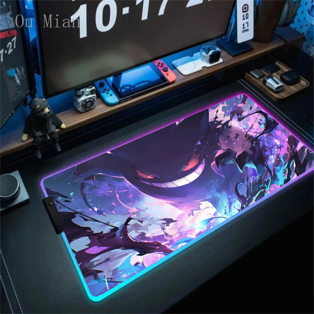 RGB G-Gengar Mousepad Pokemon LED Purple Mouse Pad Gaming Accessories Ghost Big Extended Keyboard Carpet PC Anime Desk Mats FF06616 Magic Electronics S316dc81501a248b0a4a3aa01718ac8a9E FF06616