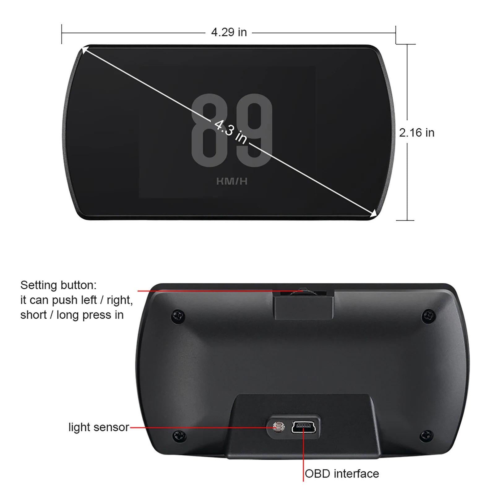 Multi-functions P12S Car HUD Head Up Display OBD2 On-board Computer Water Temp Fuel Consumption LCD Digital Speedometer Gauge Magic Electronics S3174079145ea45208d63bb3c2b1c77335