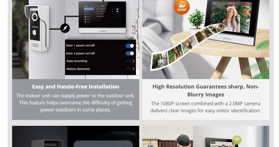 HOMSECUR 4 Wire Tuya Smart APP HD Video House Door Phone Kit with 7" Touch Screen Monitor IP65 Doorbell Camera Record Snapshot - Magic Electronics