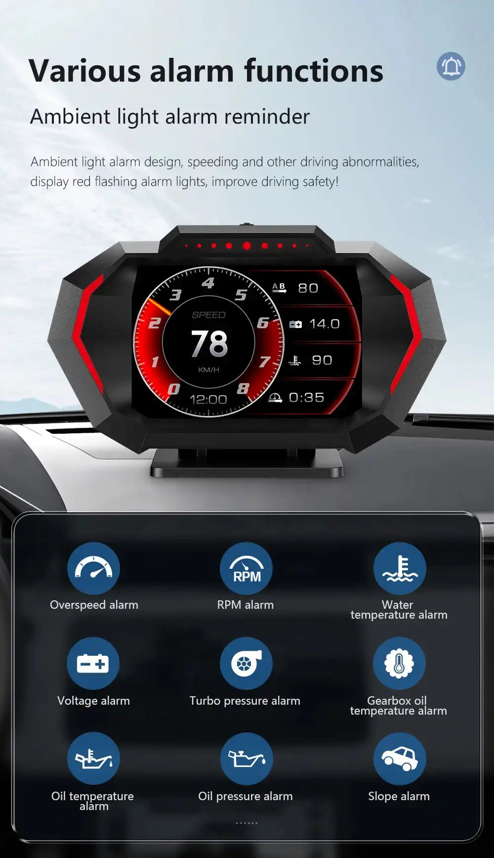 OBD + GPS HUD P24 Car OBD Head Up Display HUD on Board Computer Digital Speedometer Water Temp Fuel Consumption Slope Meter - Magic Electronics