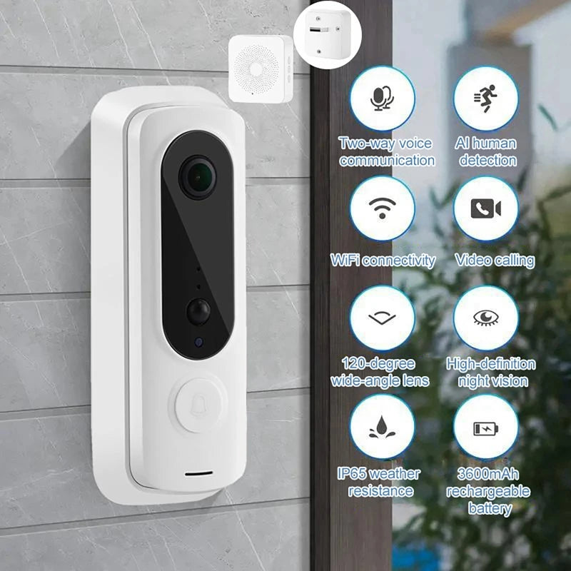 H6 Video Doorbell 2.4G WIFI Security Camera With Doorbell Cloud Storage Full Color HD Infrared Night vision Two-way intercom - Magic Electronics