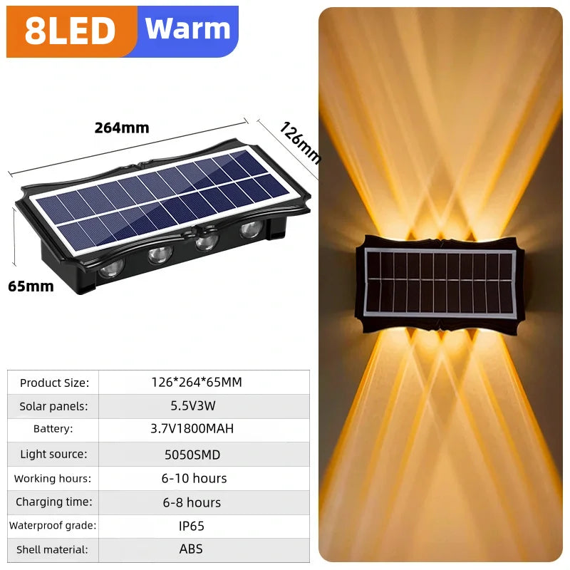 Solar LED Light Wall Lamp Outdoor Waterproof High Brightness Up And Down Luminous Lighting for Outdoor Garden Decoration - Magic Electronics