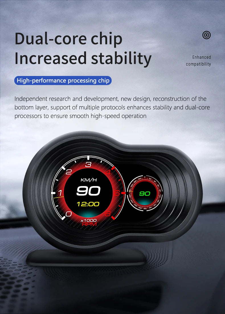 F9-OBD OBD2 GPS HUD Head Up Display Car Digital Speedometer Auto Over speed Alarm Meter Water Temp Fuel Consumption Gauges - Magic Electronics