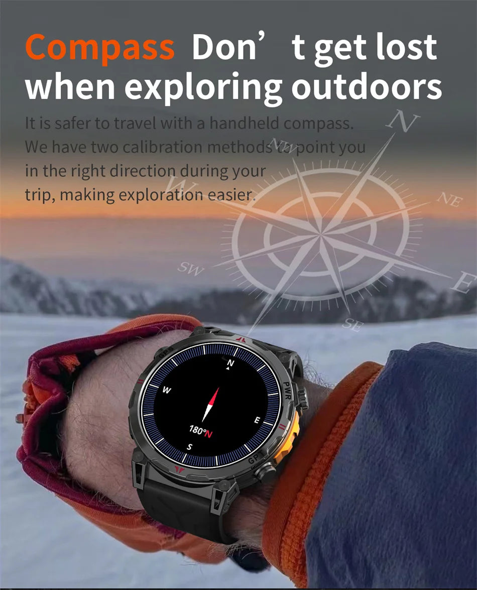2026 New Outdoor Sports Smartwatch Men GPS Positioning 650mAh HD Call 1.56-inch AMOLED Screen Compass 5ATM Waterproof Watch Man - Magic Electronics