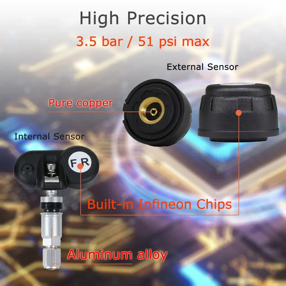 Universal Smart Solar TPMS Tire Pressure Sensor Car Tire Pressure Monitoring System with 4 Wheel Internal External Sensors TMPS Magic Electronics S36ce7076e1bb49f58515f10aebe06ab0R